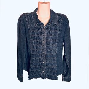 Harold’s Ruched Pearl Snap Denim Shirt Size 12